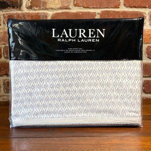 Ralph Lauren 4-Pc KING Sheet Set ESTELLA Trellis Cream Multicolor